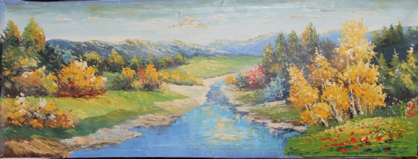 油画-山水-河树